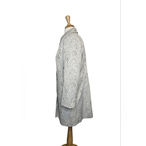 Vintage Jessica Paisley Brocade Coat Jacket Women’s Size 16 Longline Silver Gray - Picture 3 of 10
